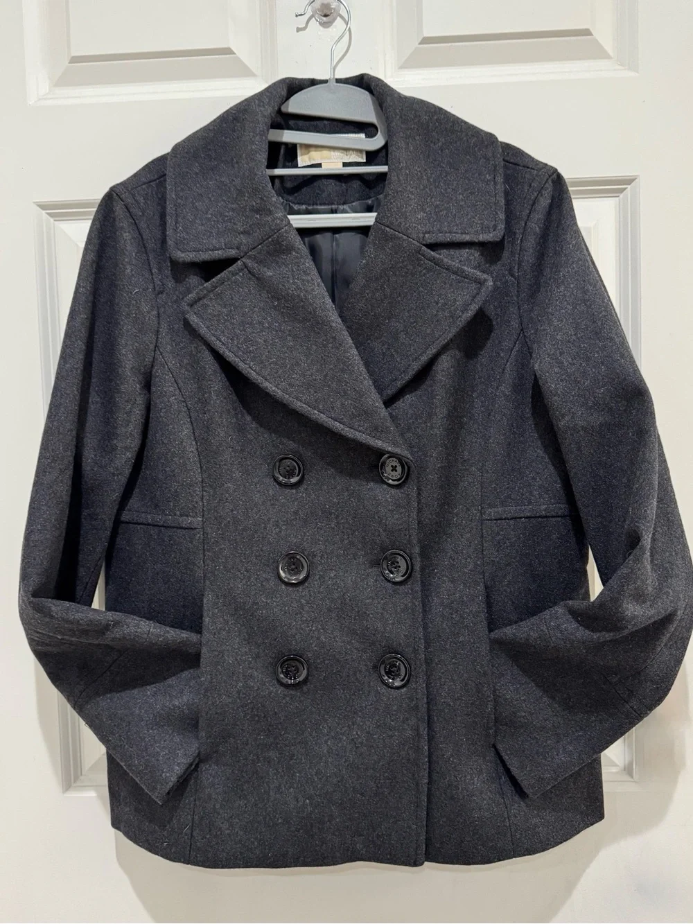 Michael Kors Women’s Double-Breasted Dark Gray Peacoat Jacket Coat size L